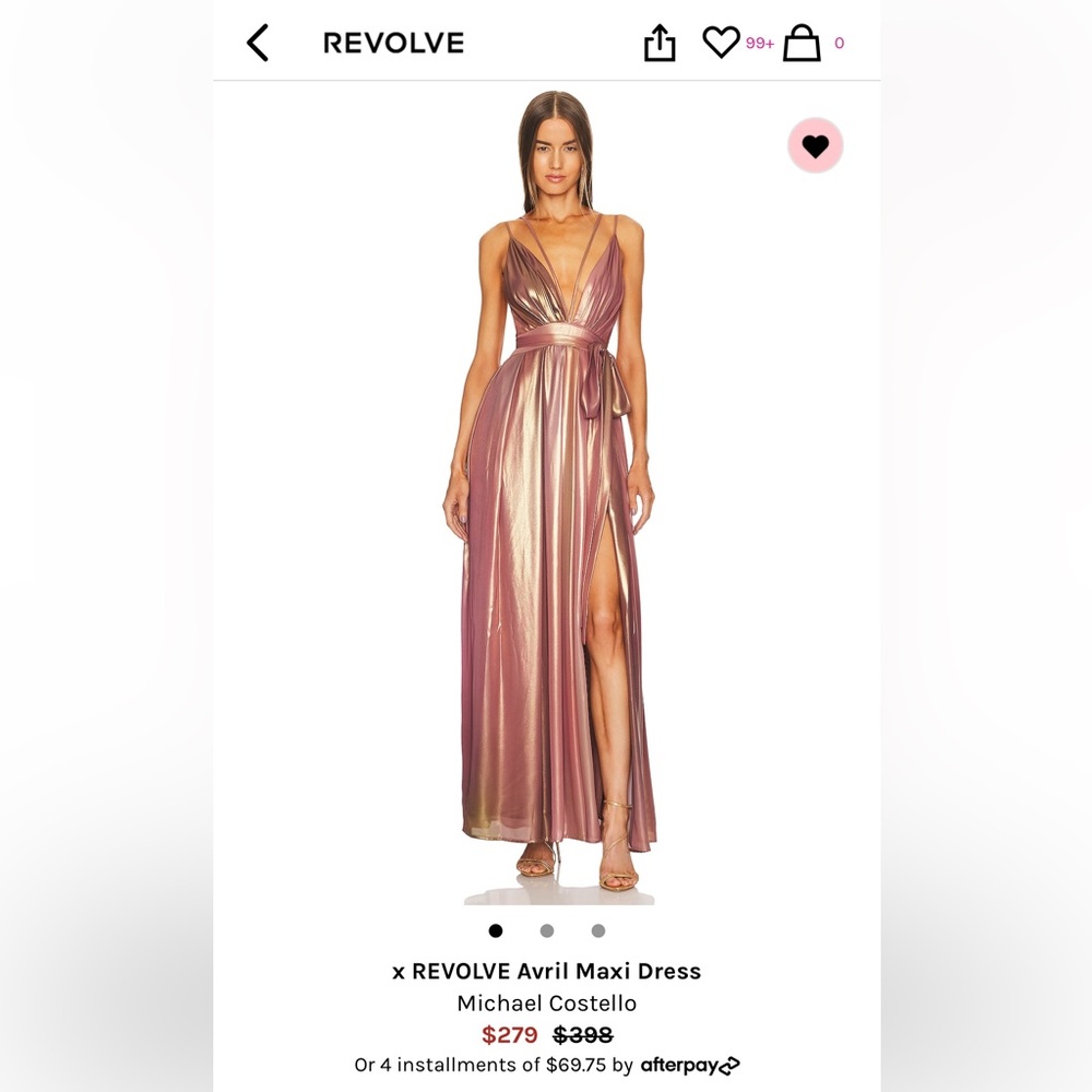 REVOLVE X MICHAEL COSTELLO Avril Maxi Dress, pink “ombré print”, size XS